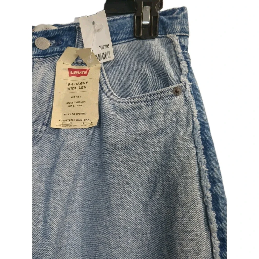 NWT Levi's '94 Baggy Wide Leg Jeans Girls Size 12 Reg Blue  Inside Out Adj Waist